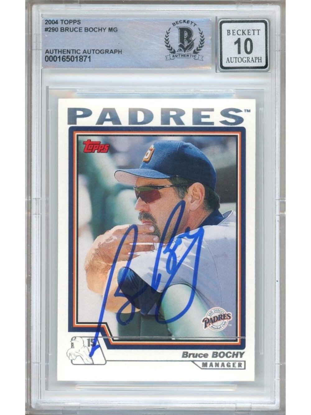 Bruce Bochy Signed 2004 Topps #290 Padres Beckett BAS BGS Auto 10 Slabbed